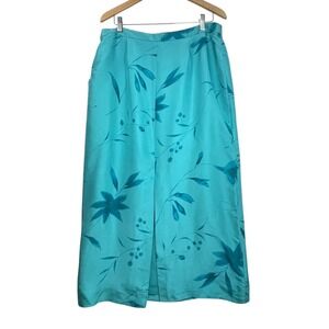 Jones New York Aqua Mirage Sandwashed Silk Floral Maxi Skirt Womens 16 NWT
